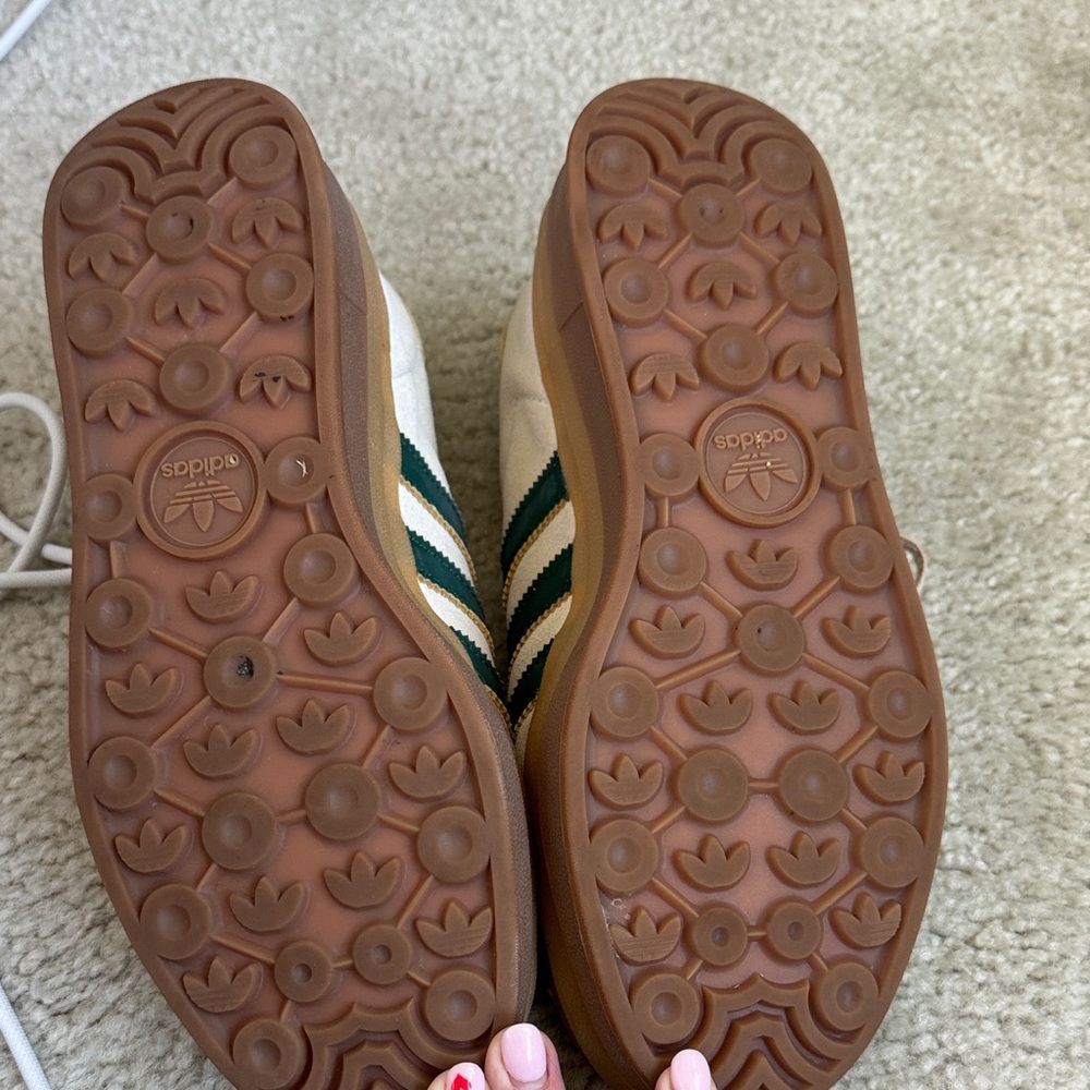 Adidas Gazelle Women's Beige Tan and Green Sneakers - Picture 5 of 7